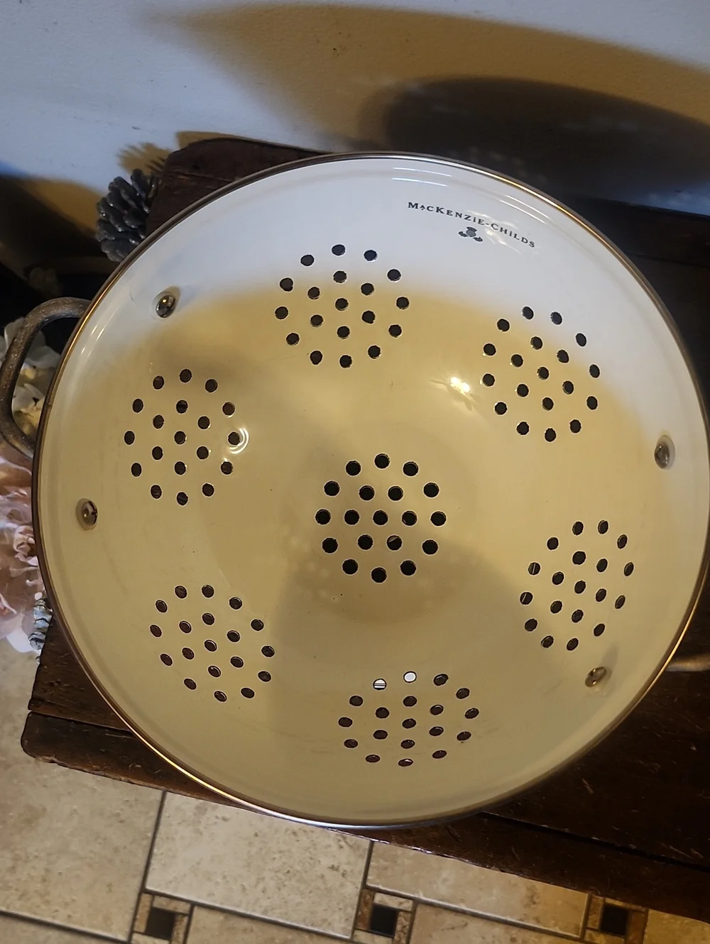MacKenzie-Childs Courtly Check Large Colander 2.75 Quarts